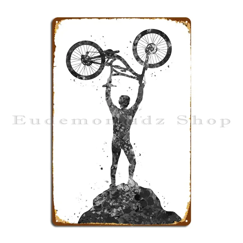 Mountain Biking Europe - Metalowa tabliczka rowerowa downhill, dekoracja ścienna